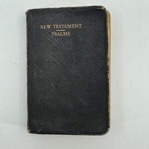 Vtg Collins New Testament Psalms KJV Pocket Bible Black Leather Great Britain